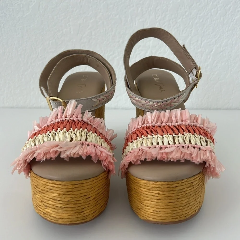 NWOB DIBA True‎ Muddie Water Platform Raffia Sandals Size 9
